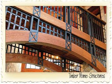 Timber Frame with curved laminations - Nicola LogWorks