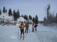 skiing on the river